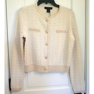 NWT Tahari Textured XS Sweater Button Up Office Jacket Academia Preppy Old Money